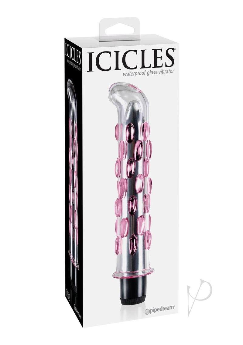 Icicles No 19 Textured Glass G-Spot Vibrator - Clear/Pink