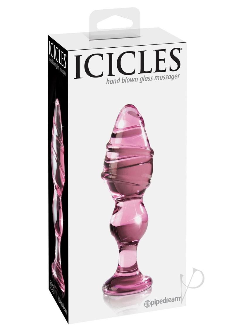 Icicles No. 27 Textured Glass Anal Plug - Pink - 5.75in