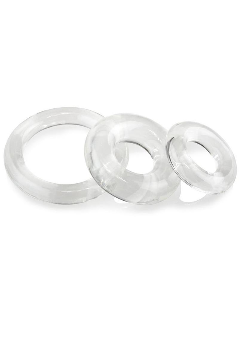 Ringo X3 Cock Rings (3 Sizes Per Pack) - Clear (6 Packs Per Counter
