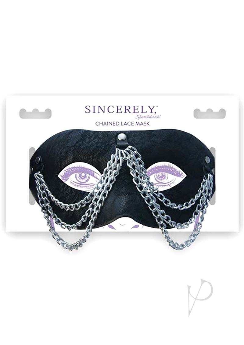 Sincerely Chained Lace Mask - Black/Metal