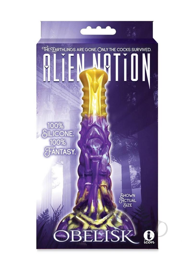 Alien Nation Obelisk Silicone Dildo - Gold/Purple