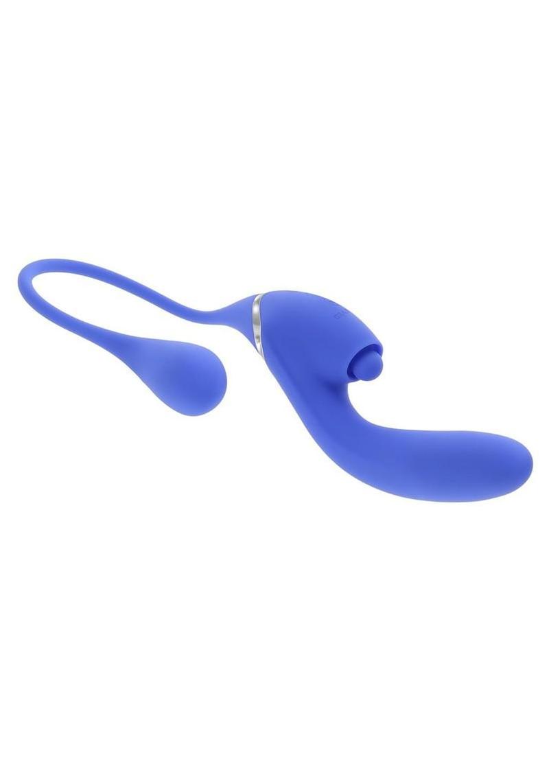 All In Rechargeable Silicone Dual Vibrator - Blue