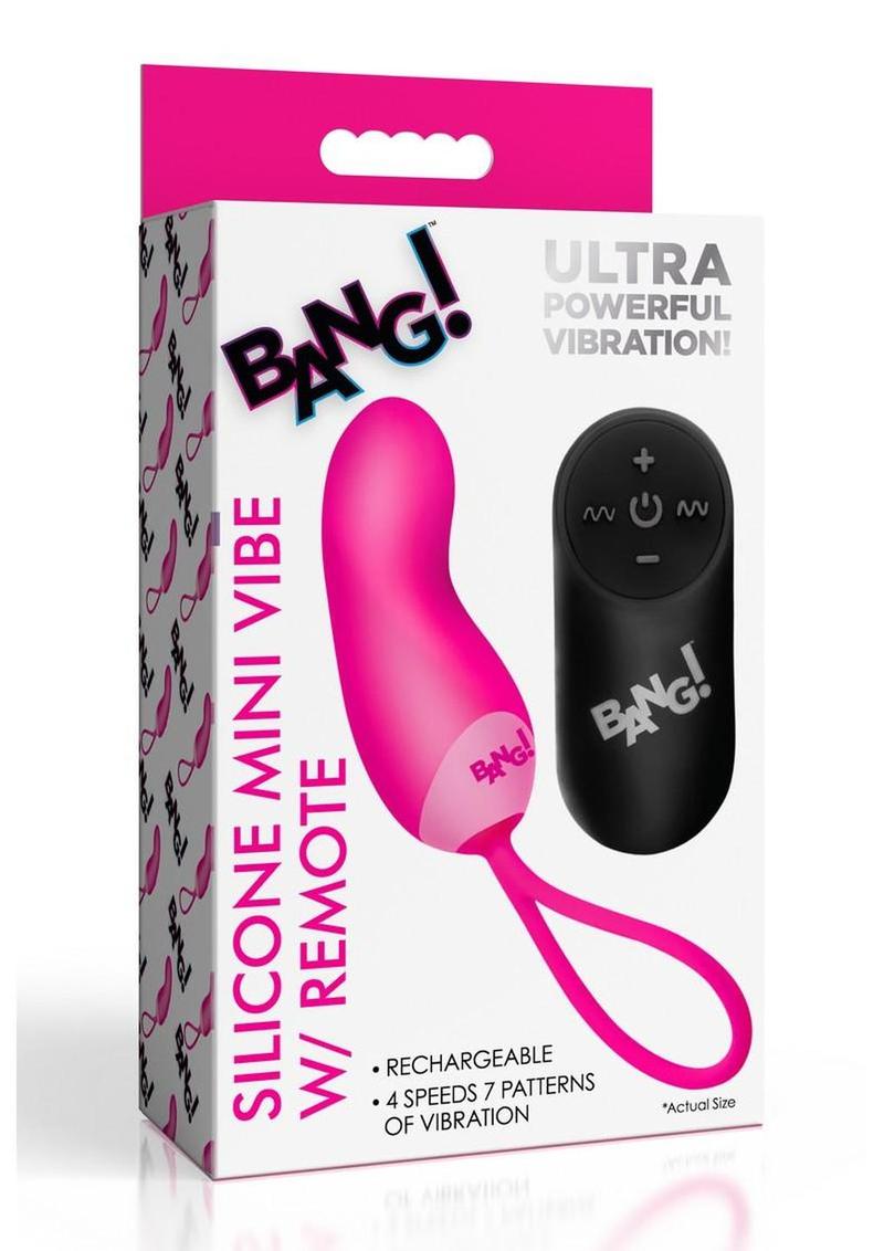 Bang Silicone Rechargeable Mini Vibrator with Remote Control - Pink