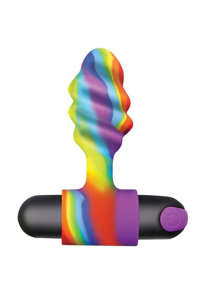 Bang Vibrating Rainbow Butt Plug Silicone Rechargeable - Multicolor