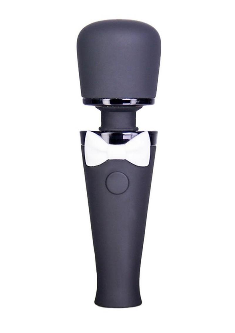 Black Tie Affair Bowtie Silicone Rechargeable Wand - Black/White