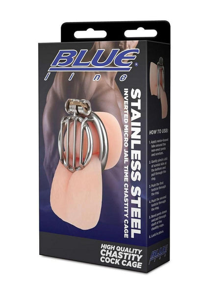 Blueline Stainless Steel Inverted Micro Jail Time Chastity Cage - Silver