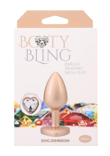 Booty Bling Heart Diamond Jeweled Wearable Metal Plug - Gold/Metal - Small