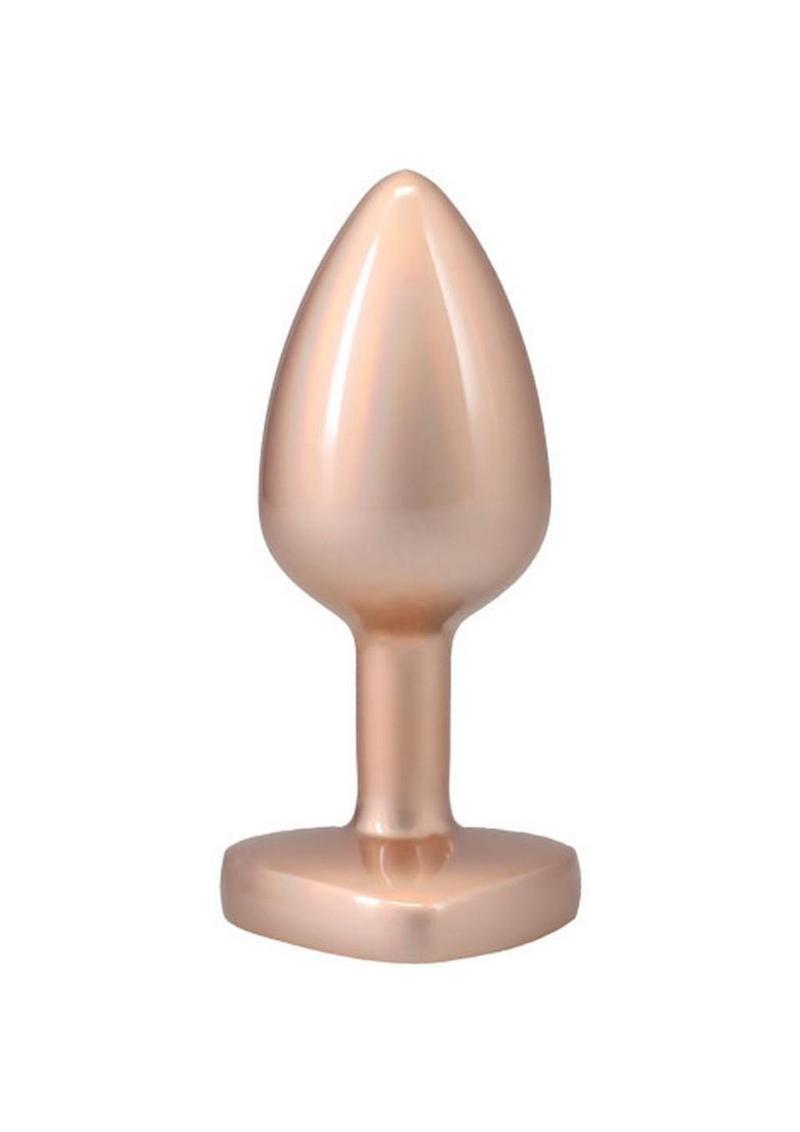 Booty Bling Heart Diamond Jeweled Wearable Metal Plug - Gold/Metal - Small