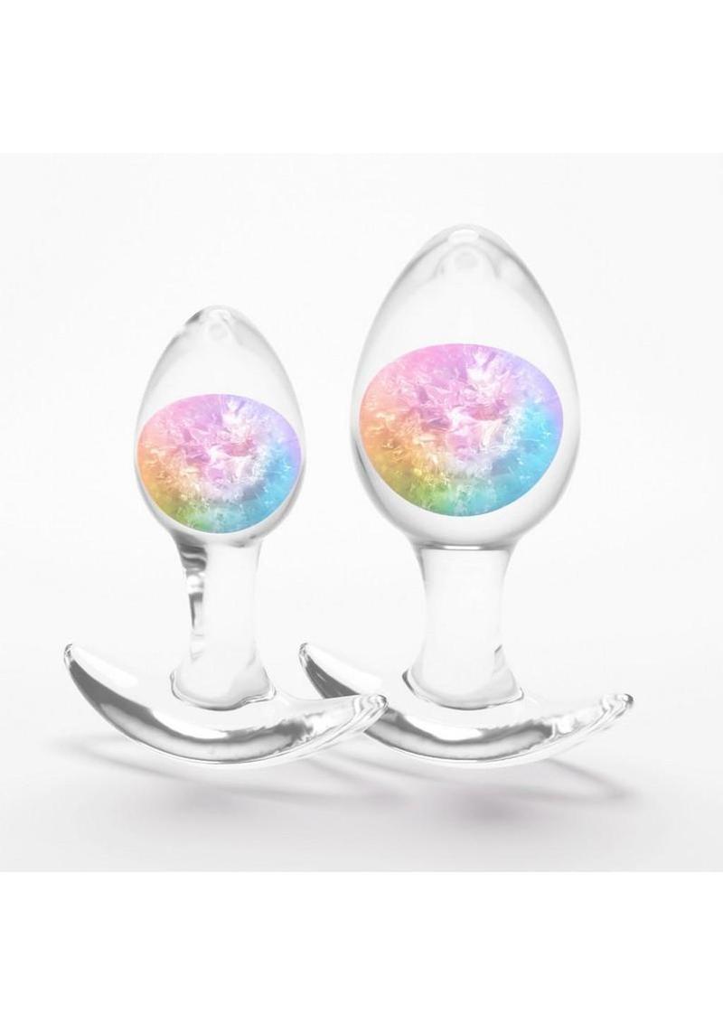 Cosmic Glams Silicone Anal Plug Kit - Multicolor/Rainbow - 2pc/Set