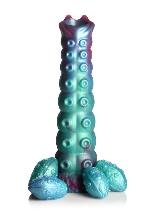 Creature Cock Galactic Breeder Ovipositor Silicone Dildo - Blue/Red/Teal