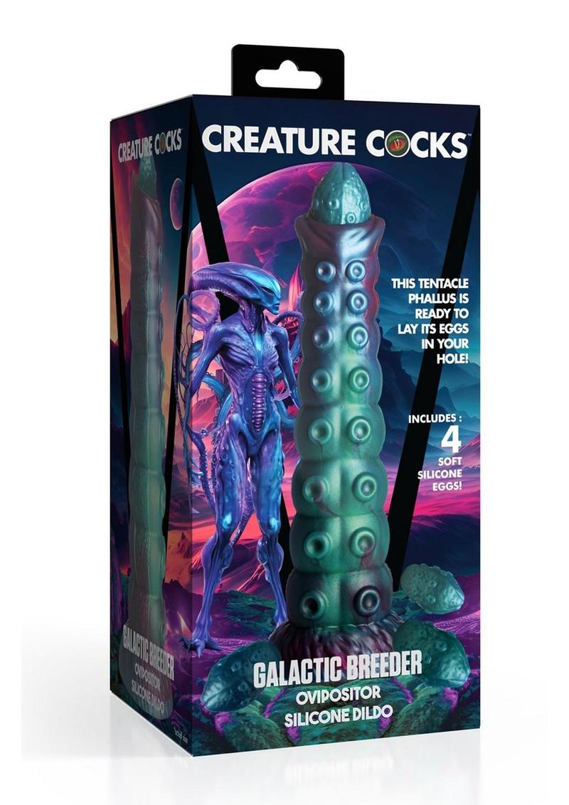 Creature Cock Galactic Breeder Ovipositor Silicone Dildo - Blue/Red/Teal