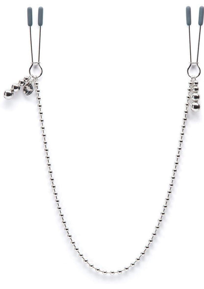 Fifty Shades Darker At My Mercy Beaded Chain Nipple Clamps - Metal/Silver