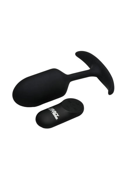 Heavy Hitters Vibrating Weighted Rechargeable Silicone Anal Plug - Black - Large
