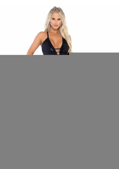Leg Avenue Fringe Halter Bodysuit