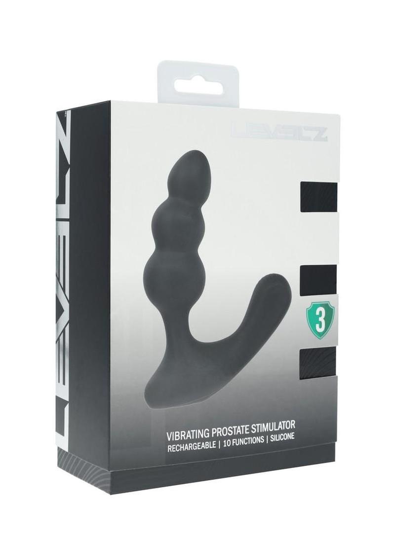Levelz Beaded Vibrating Silicone Rechargeable Prostate Stimulator - Black