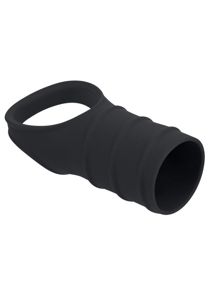 Levelz Silicone Cock Ring and Ribbed Sleeve - Black