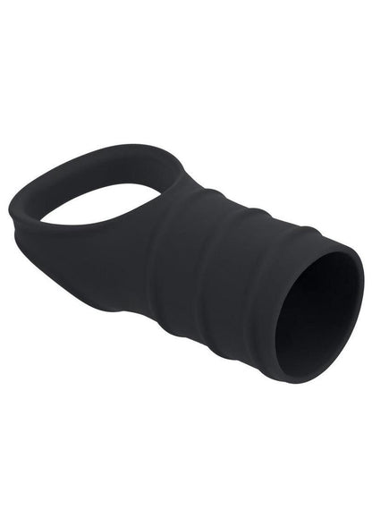 Levelz Silicone Cock Ring and Ribbed Sleeve - Black