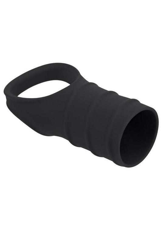 Levelz Silicone Cock Ring and Ribbed Sleeve - Black