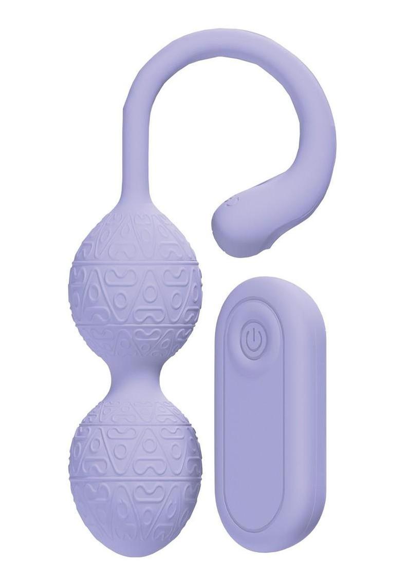 Loveline Pelvifit Beads 10 Function Vibrating Rechargeable Silicone Kegel Vibe with Remote Control - Lavender/Purple