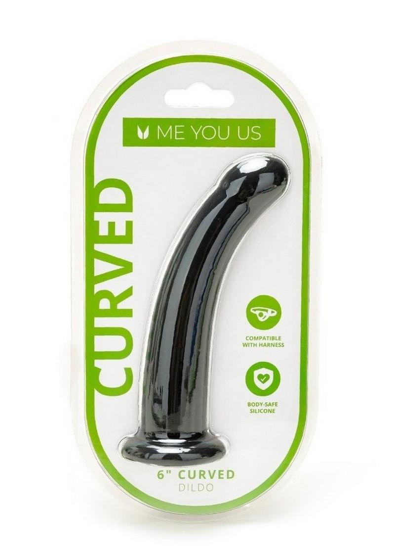 ME YOU US Black Curved Silicone Dildo - Black - 6in