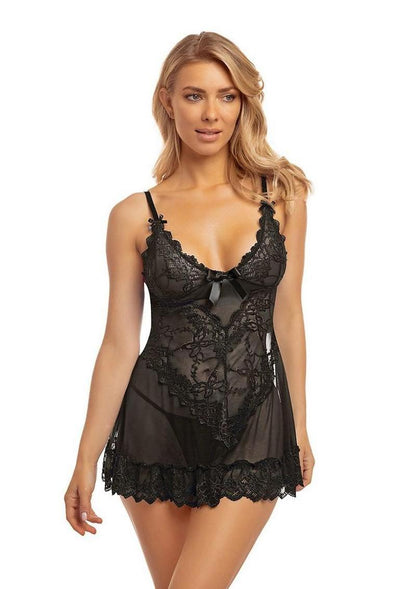 Oh LA LA Cheri Valentine Babydoll - Black - Small