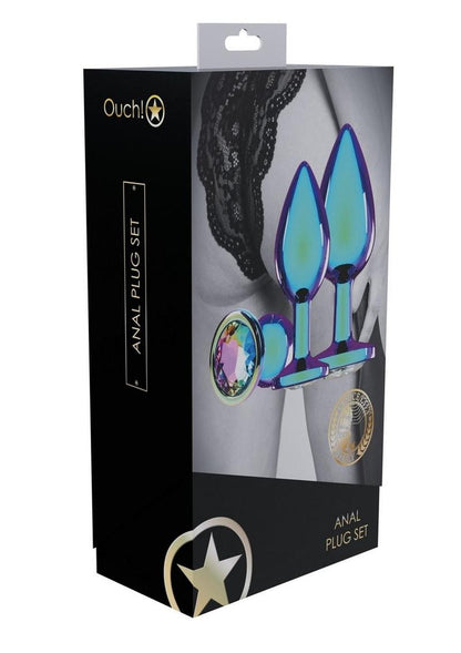 Ouch! Venice Coll Metal Anal Plug Set (3 Piece) - Iridescent - Multicolor/Rainbow