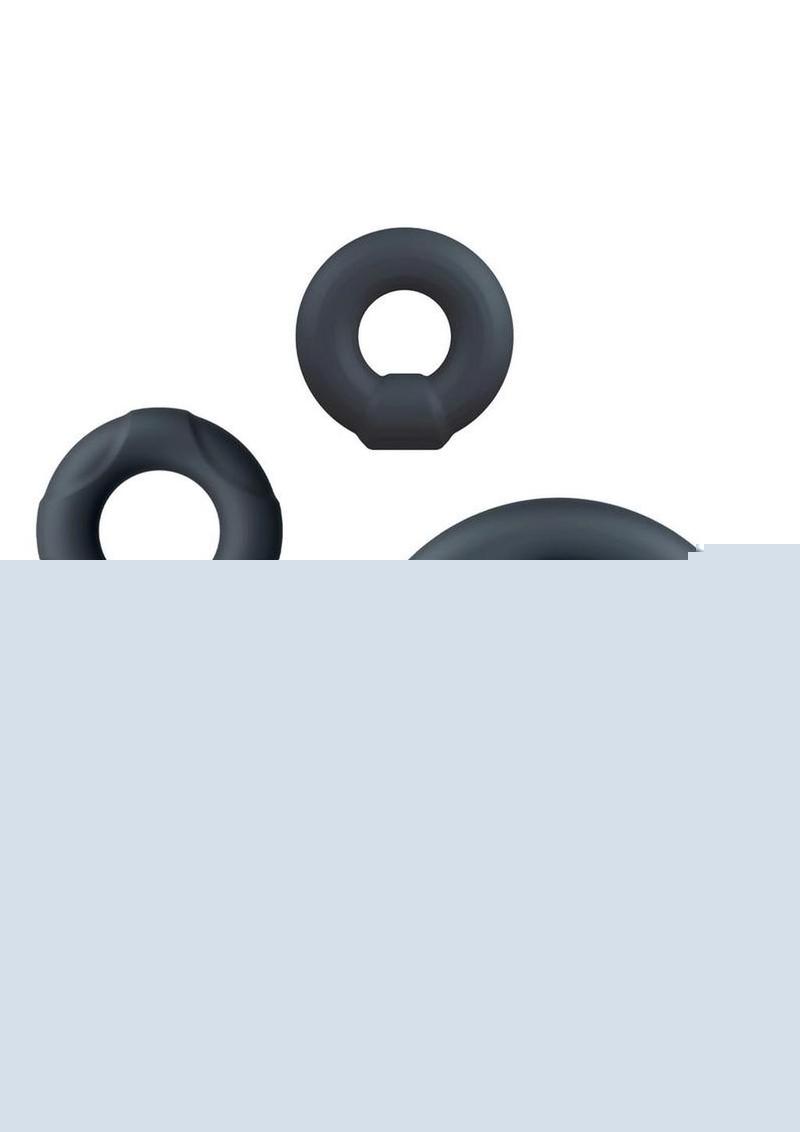 Performance Plus Throttle Silicone Cock Ring - Black - 3 Piece/Set