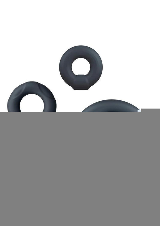 Performance Plus Throttle Silicone Cock Ring - Black - 3 Piece/Set