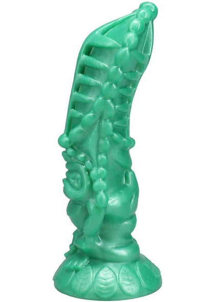 Polynesian Pleasure Idols Mala Ma'ona Earth Idol Rechargeable Silicone Vibrating Dildo with Remote Control - Green
