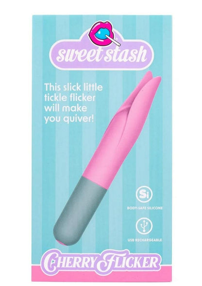 Rock Candy Cherry Flicker Rechargeable Silicone Tickler - Gray/Pink