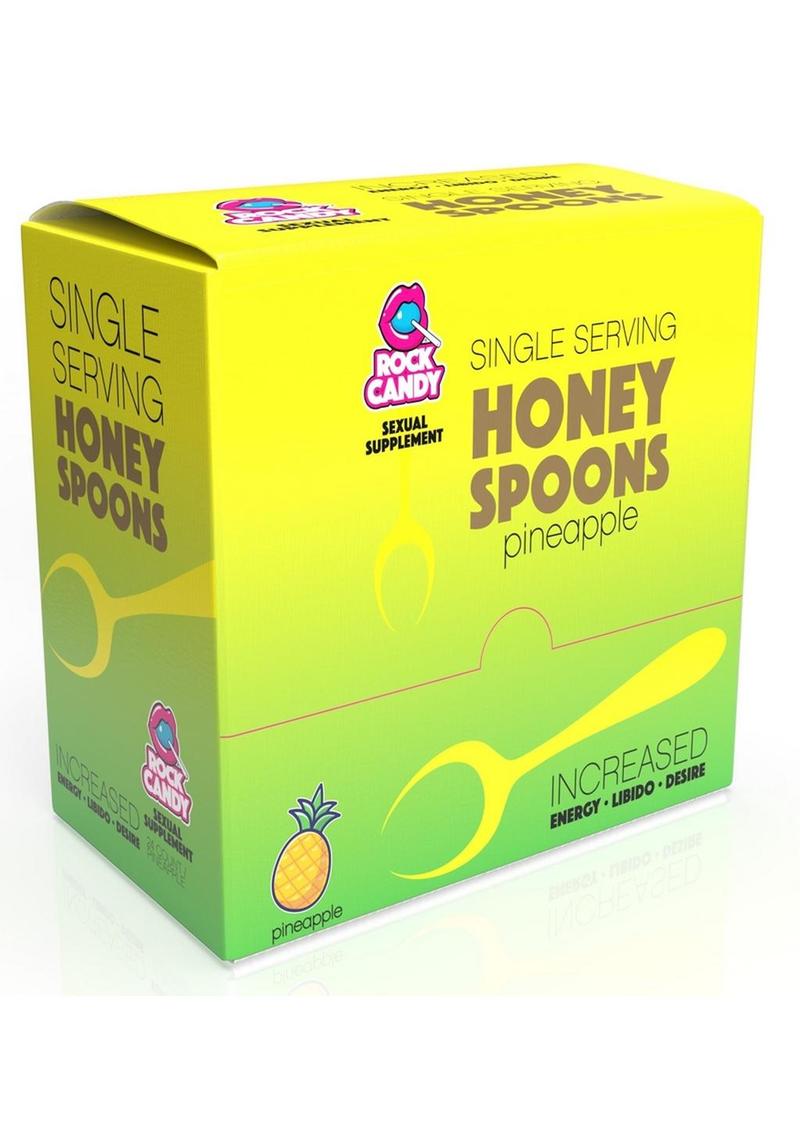 Rock Candy Honey Spoons Unisex Sexual Supplement Pineapple - 24 Packs Per Display