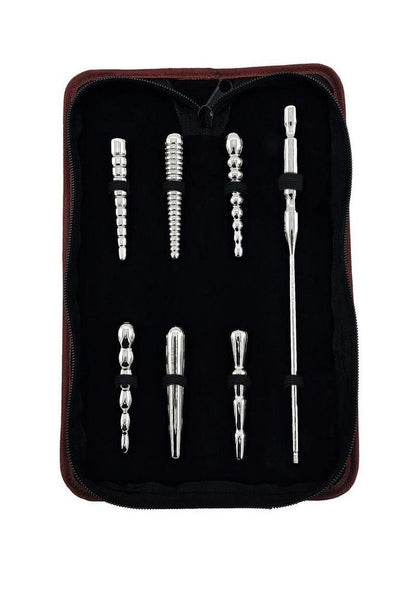 Rouge Stainless Steel Penis Plug Set with Handle - Silver
