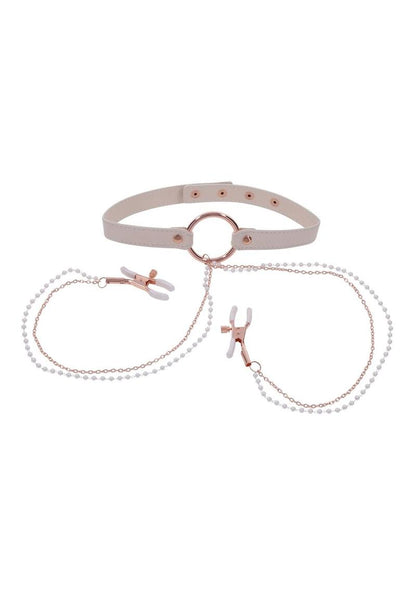 Sex and Miscielf Peaches 'N Creame Collar with Nipple Clamps
