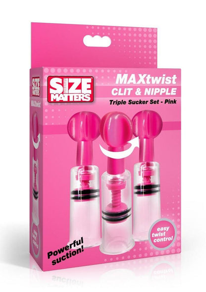 Size Matters Maxtwist Clit and Nipple Triple Sucker - Pink - Set