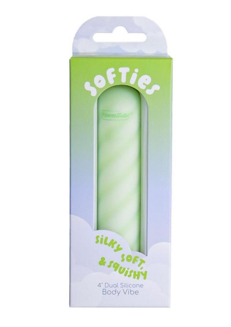 Softies Dual Silicone Rechargeable Body Bullet Vibrator - Green - 4in