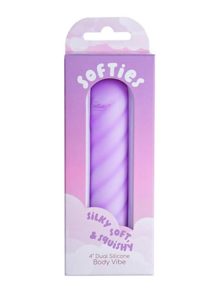 Softies Dual Silicone Rechargeable Body Bullet Vibrator - Purple - 4in
