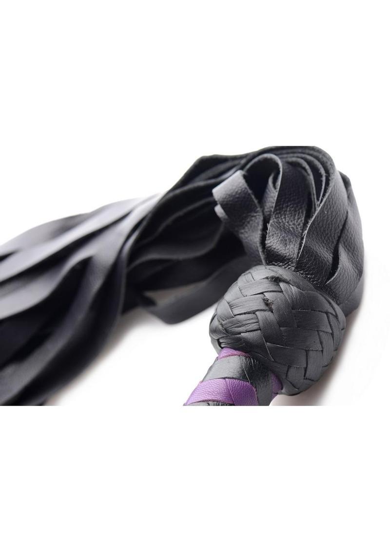 Strict Leather Purple and Black Handle Deerskin Flogger - Black/Purple