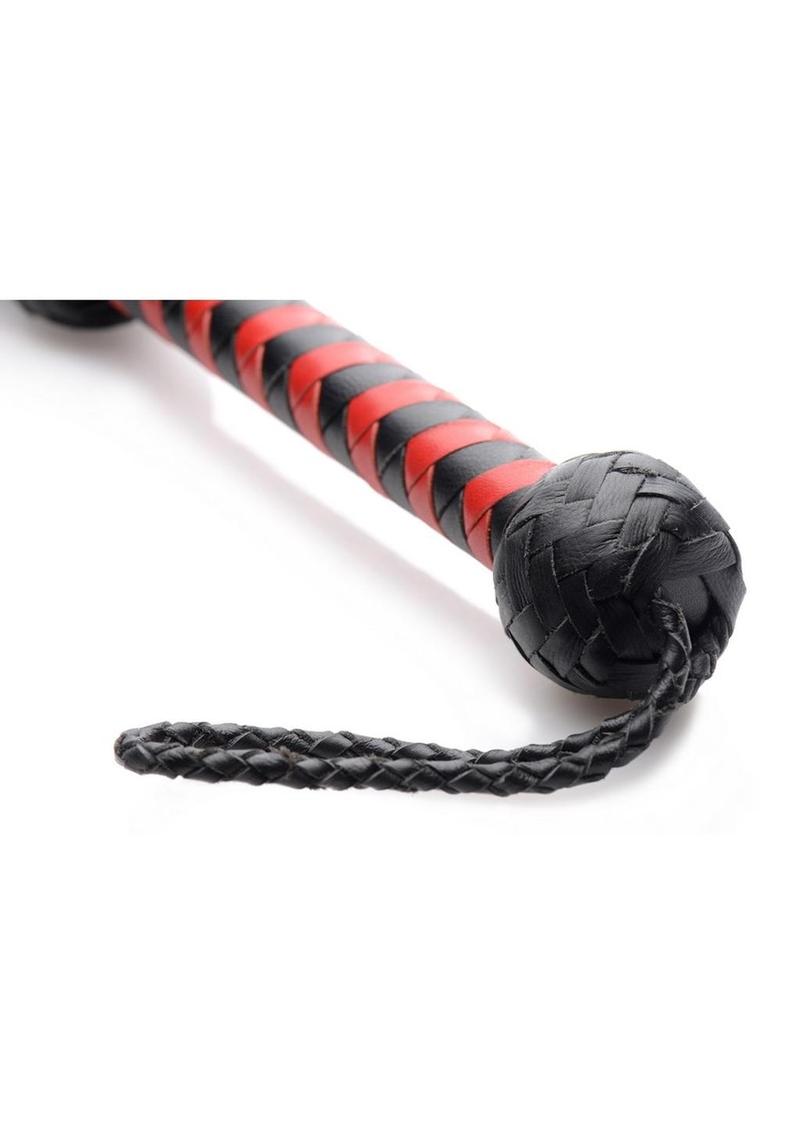 Strict Leather Red and Black Handle Deerskin Flogger - Black/Red