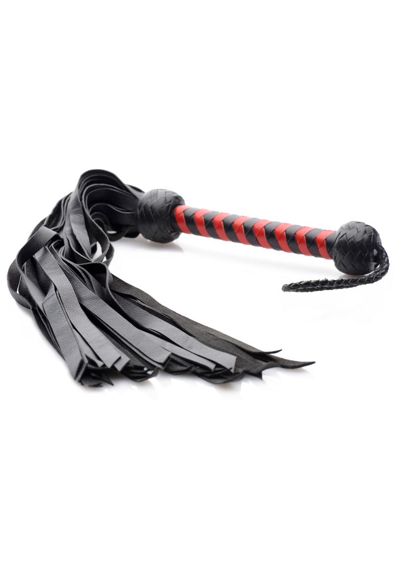 Strict Leather Red and Black Handle Deerskin Flogger - Black/Red