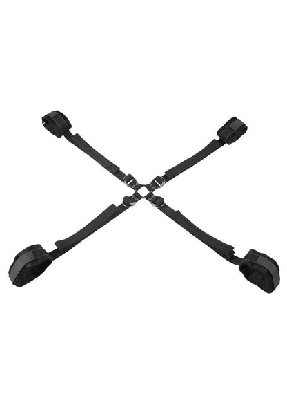 Velvet Noir Adjustable Hog Tie and Cuff - Black - Set