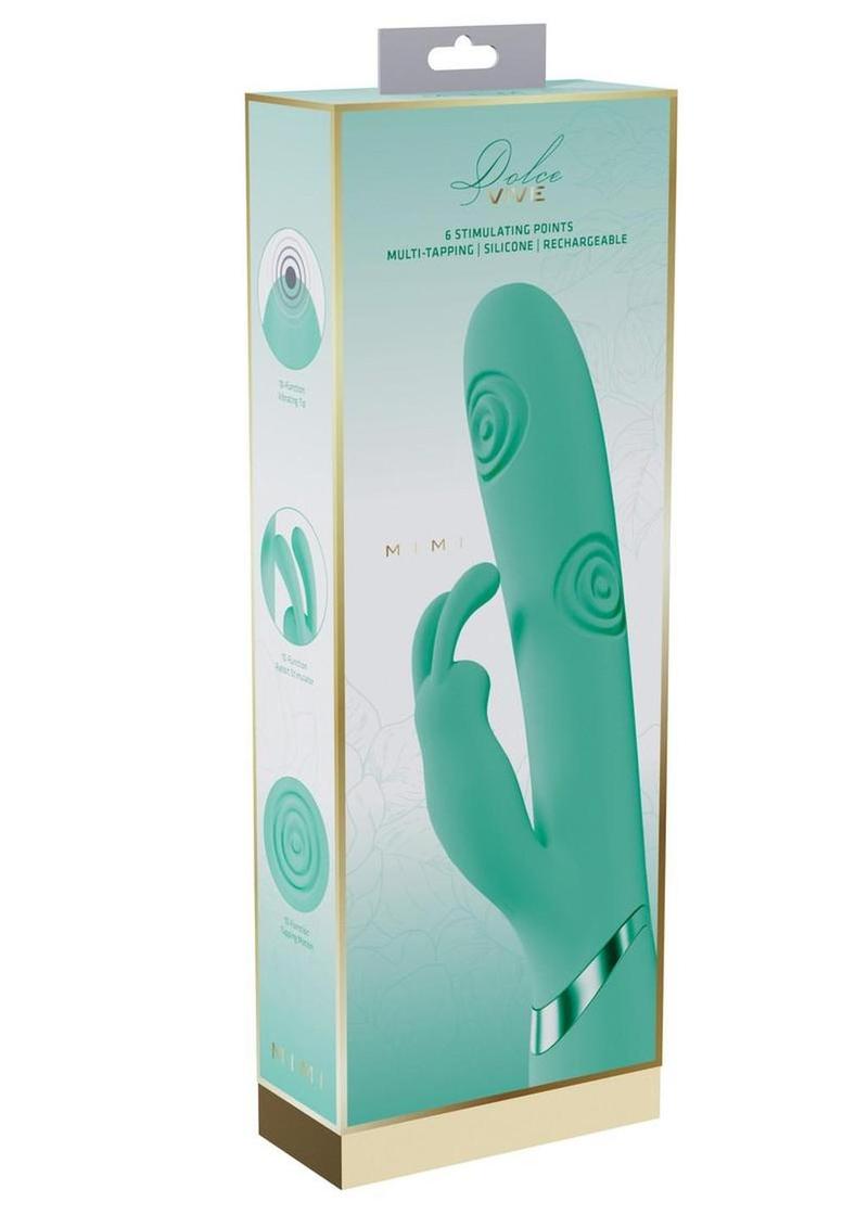 Vive Mimi 10 Function Silicone Rechargeable Triple Motor G-Spot Vibrating and Tapping Rabbit - Green