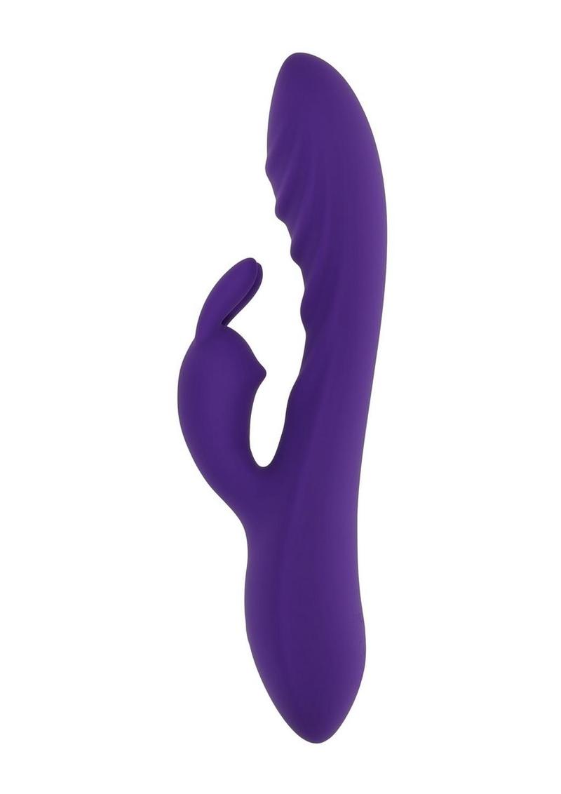 Wavy Rabbit Rechargeable Silicone Dual Motor Vibrator - Purple