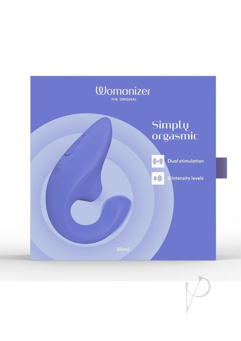 Womanizer Blend Rechargeable Silicone Vibrator with Clitoral Stimulator - Vibrant - Blue