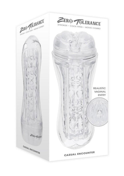 Zero Tolerance Casual Encounter Beaded Pussy Stroker with Vibrating C-Ring - Clear