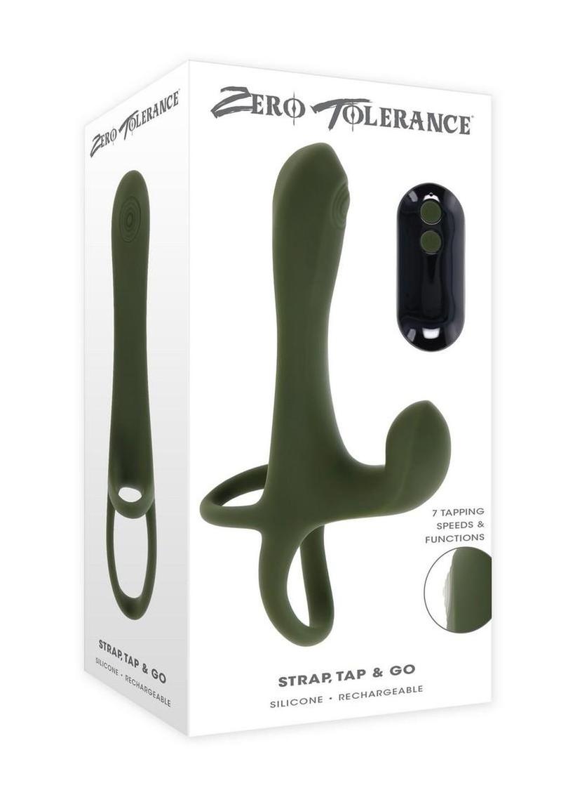 Zero Tolerance Strap Tap and Go Rechargeable Silicone Strapless Strap-On - Green