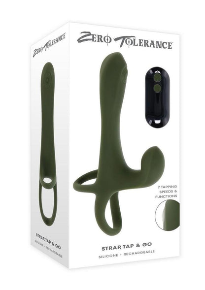 Zero Tolerance Strap Tap and Go Rechargeable Silicone Strapless Strap-On - Green