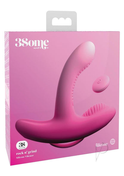 3Some Rock N Grind Silicone Rechargeable Vibrator with Remote Control - Pink