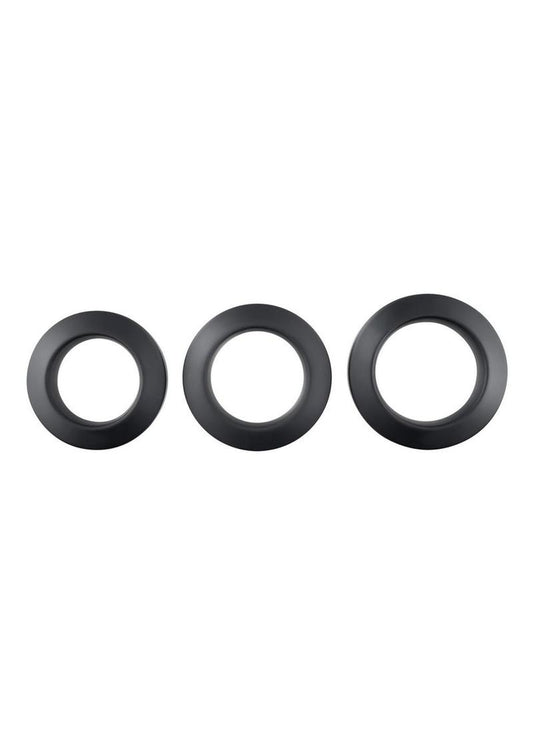 Adam and Eve - Adam's 3 Piece Silicone Penis Ring - Black - Set