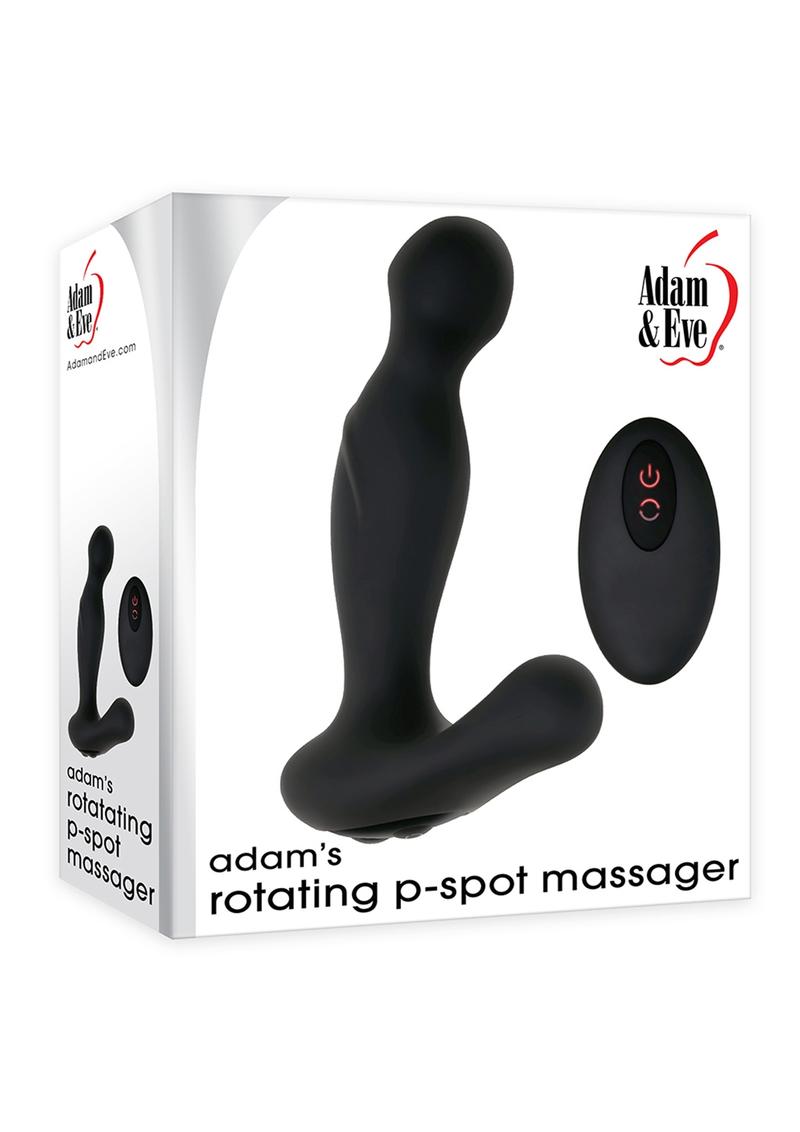 Adam and Eve - Adam's Rotating P-Spot Rechargeable Silicone Massager with Remote Control - Black