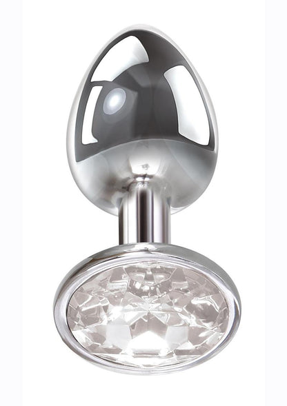 Adam and Eve Clear Gem Anal Plug - Clear/Metal - Medium